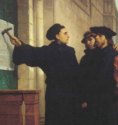 Lutero fixando suas 95 Teses